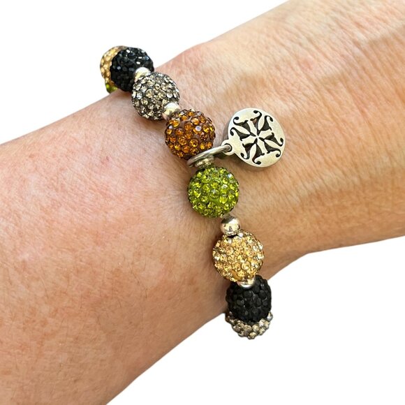 Rustic Cuff Shambala Beaded Fall Colors Stretch Logo Bracelet - Picture 1 of 3